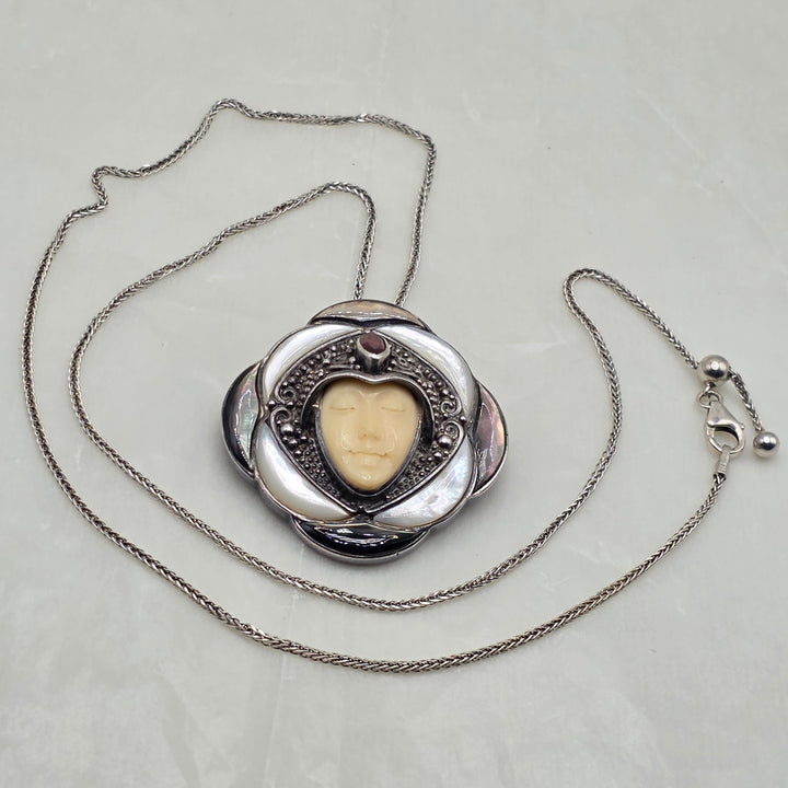 Pair of Sterling Silver Bali Goddess Necklaces