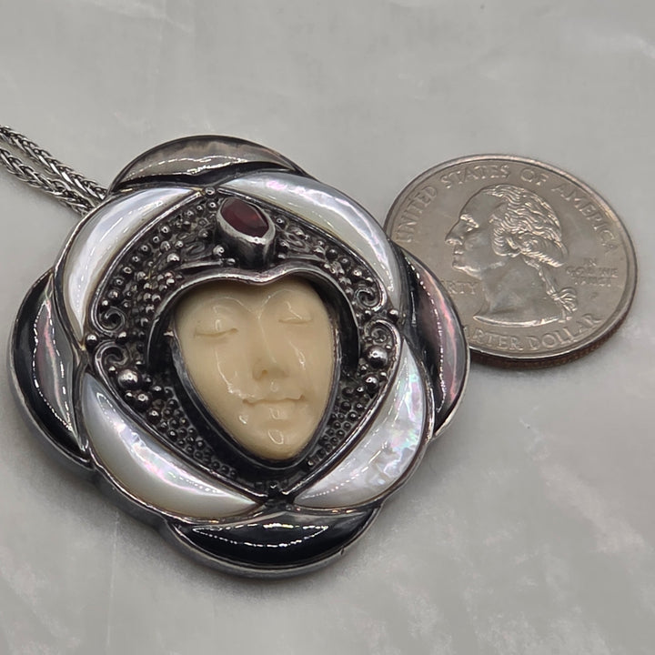 Pair of Sterling Silver Bali Goddess Necklaces