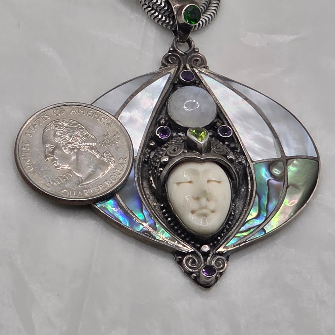 Pair of Sterling Silver Bali Goddess Necklaces