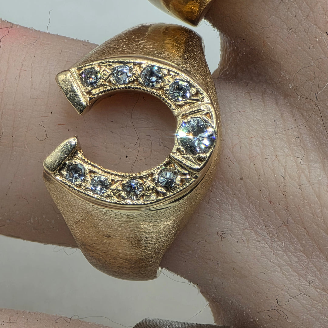 14K Gold & Diamond Lucky Horseshoe Statement Ring