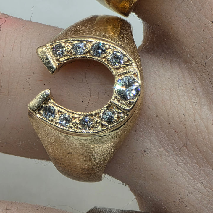 14K Gold & Diamond Lucky Horseshoe Statement Ring