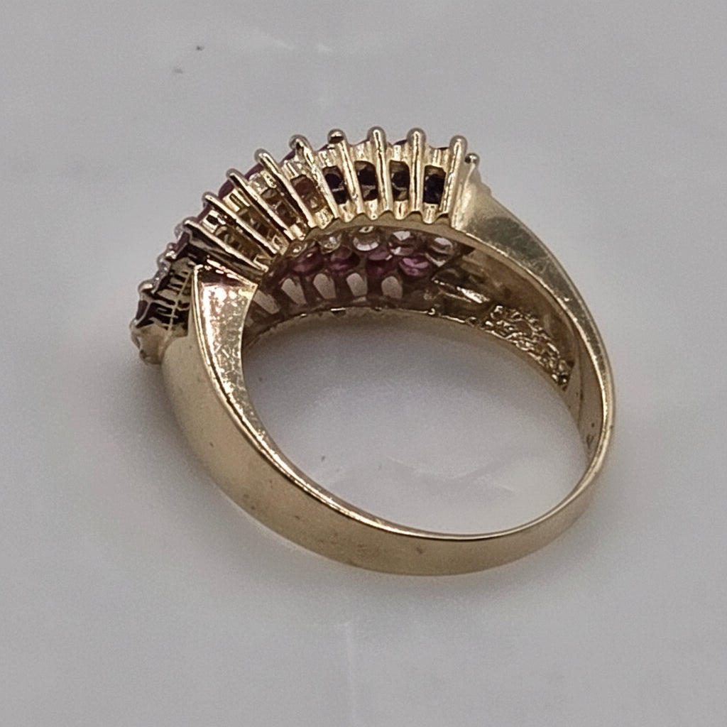 10K Gold & CZ Colorful American Flag Statement Ring