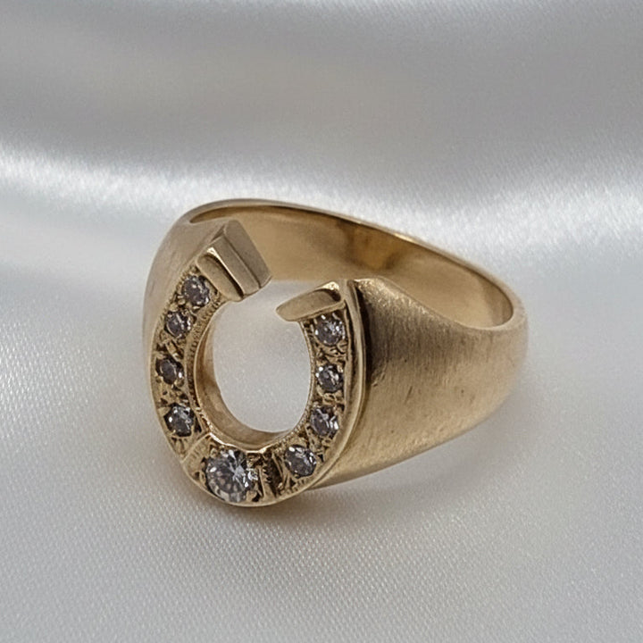 14K Gold & Diamond Lucky Horseshoe Statement Ring