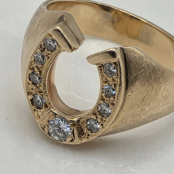 14K Gold & Diamond Lucky Horseshoe Statement Ring
