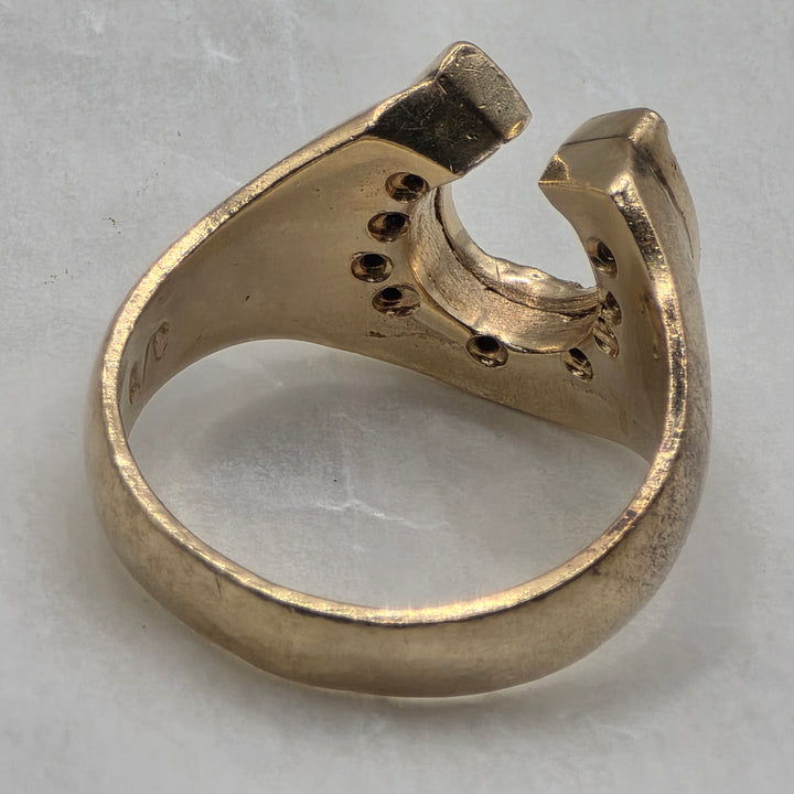 14K Gold & Diamond Lucky Horseshoe Statement Ring