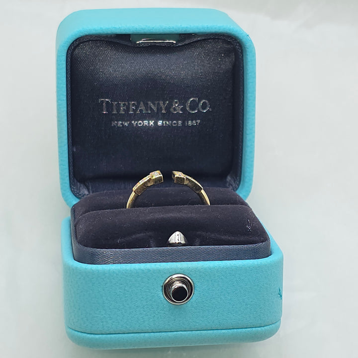 Authentic Tiffany & Co 18K Gold & Diamond T Ring