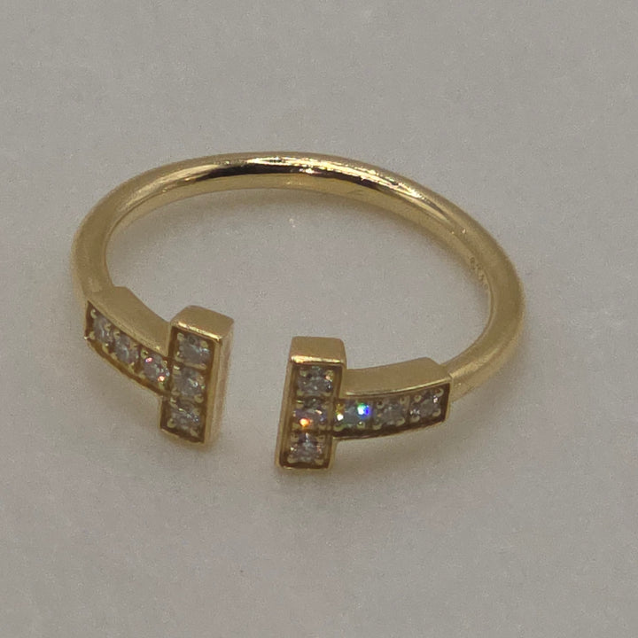 Authentic Tiffany & Co 18K Gold & Diamond T Ring