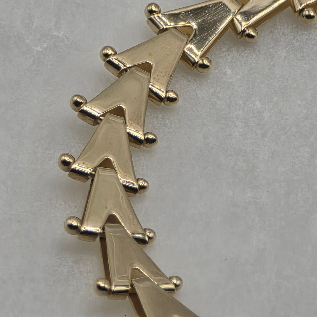 14K Gold Articulated Chevron Choker Link Necklace