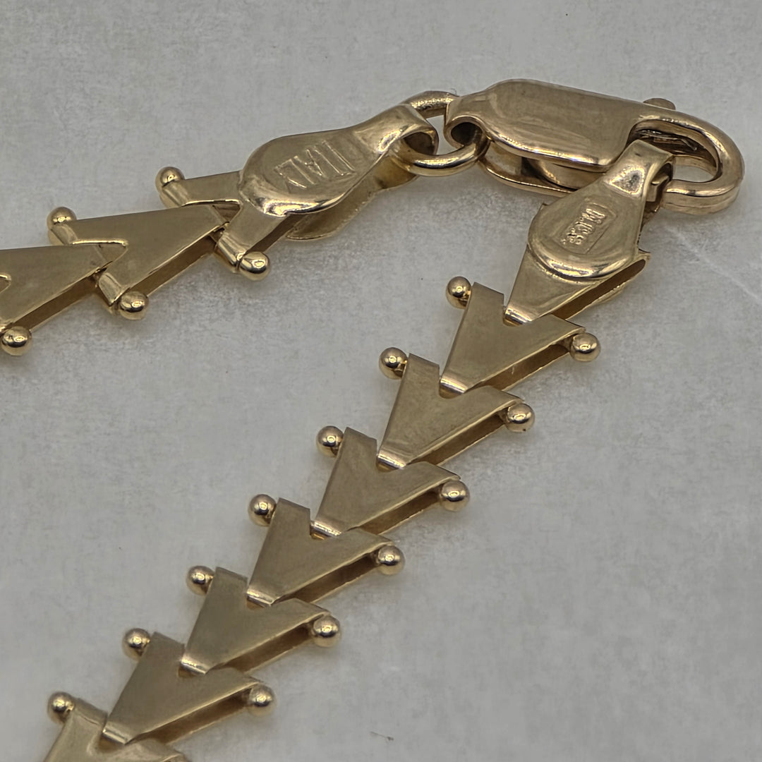 14K Gold Articulated Chevron Choker Link Necklace
