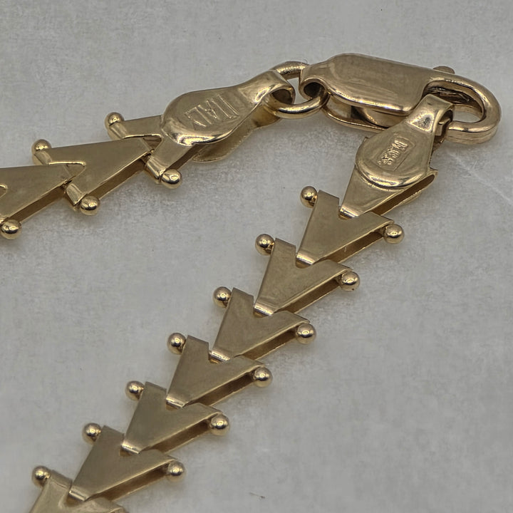 14K Gold Articulated Chevron Choker Link Necklace