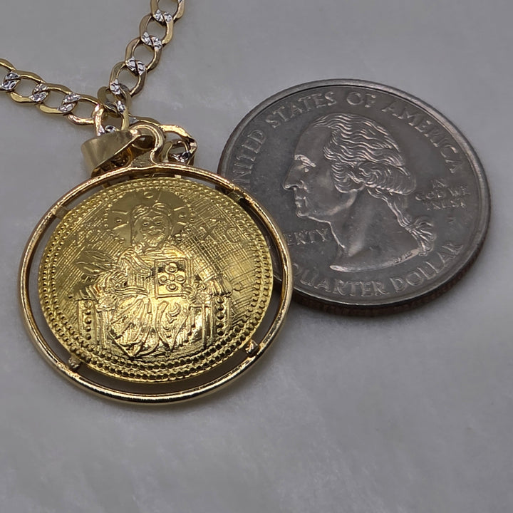 14K Gold Byzantine-Style Gold Coin Pendant Necklace