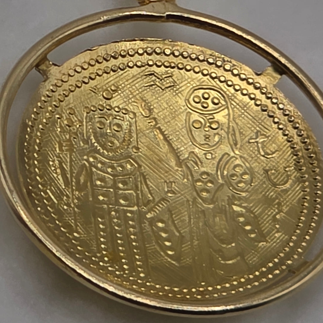 14K Gold Byzantine-Style Gold Coin Pendant Necklace