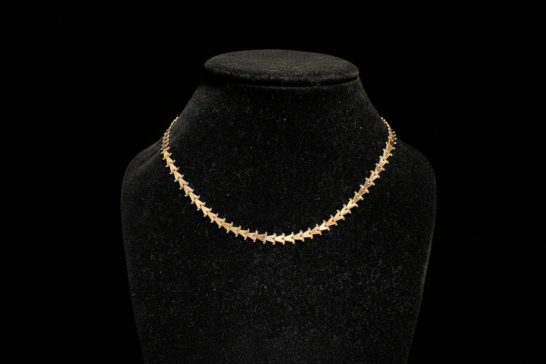 14K Gold Articulated Chevron Choker Link Necklace
