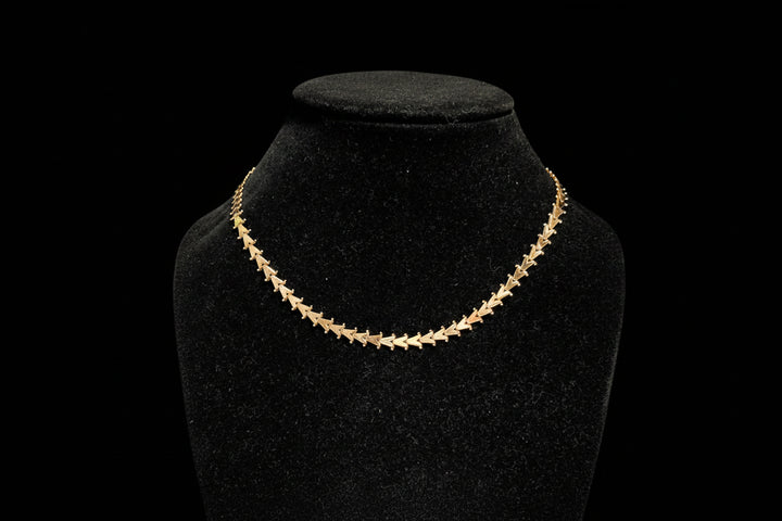 14K Gold Articulated Chevron Choker Link Necklace