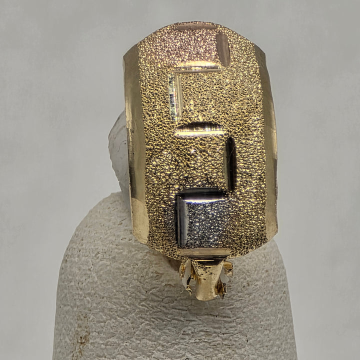 14K Tri-Color Gold Textured & Grooved Huggy Earrings