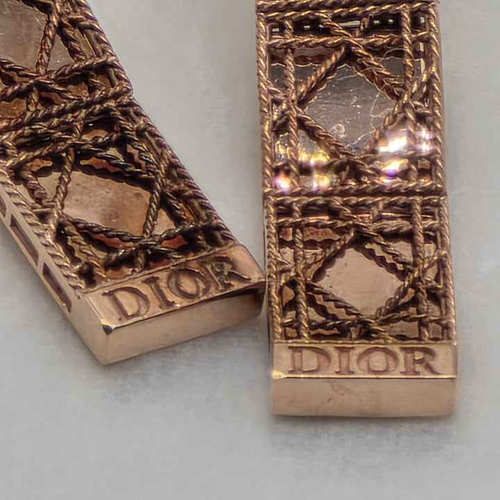Authentic DIOR 18K Pink Gold Triple Panel Drop Earrings