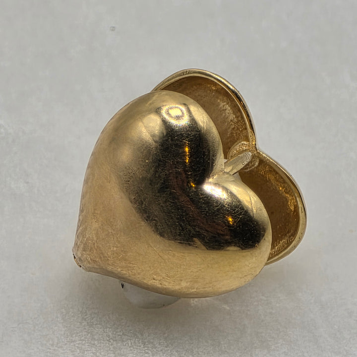 14K Yellow Gold Double Hearts Huggy Earrings