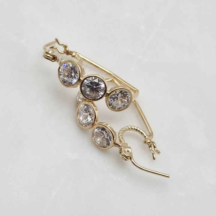 14K Gold & Triple Simulant Diamond Wire Dangle Earrings