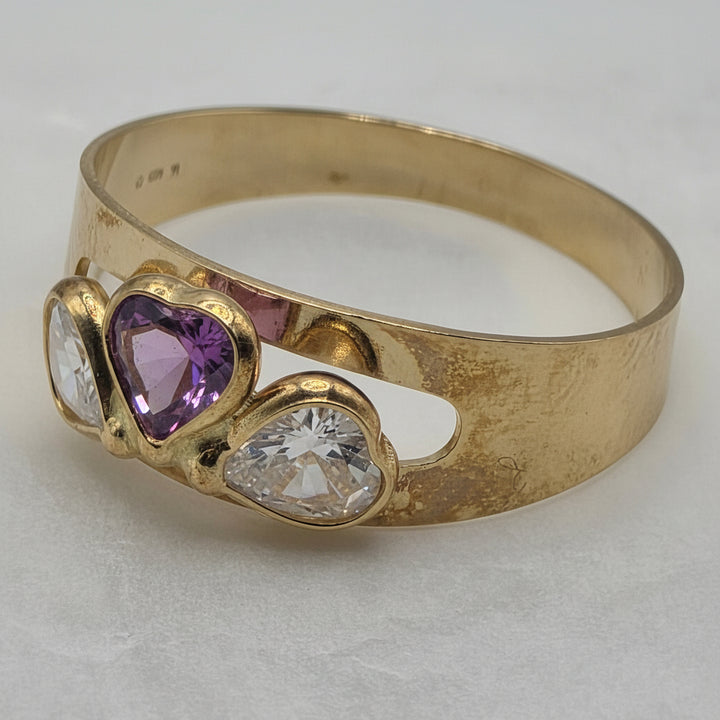18k Gold, Pink & Clear Quartz Elegant Statement Ring