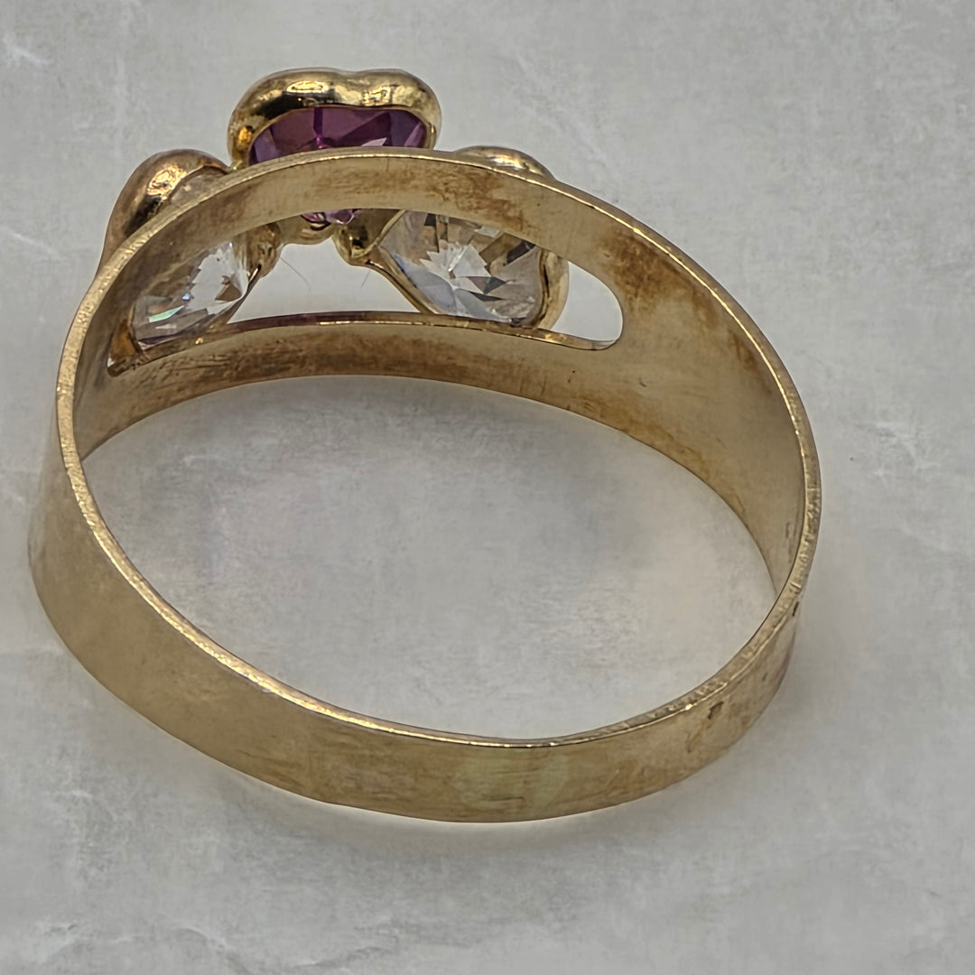 18k Gold, Pink & Clear Quartz Elegant Statement Ring