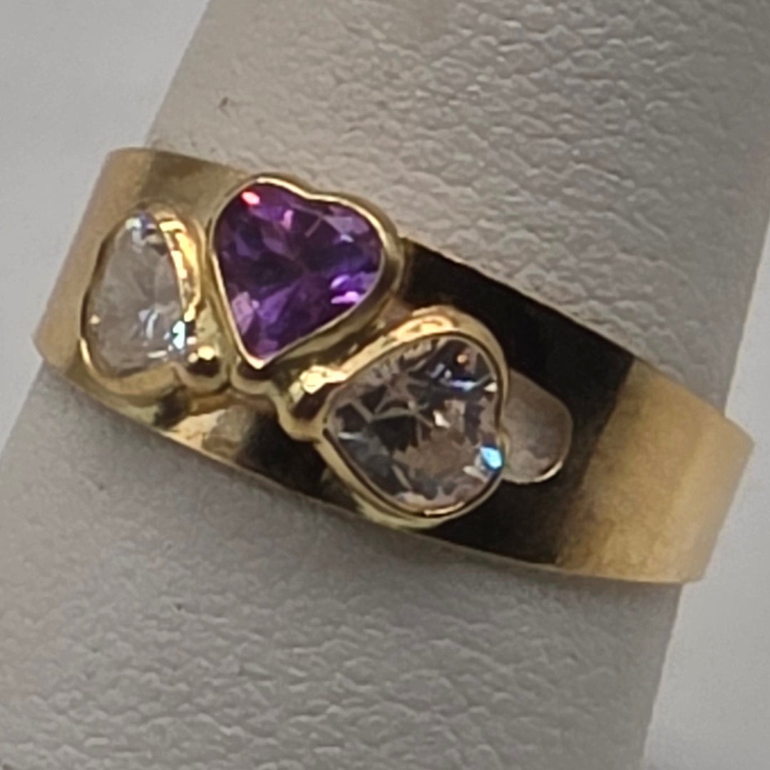 18k Gold, Pink & Clear Quartz Elegant Statement Ring