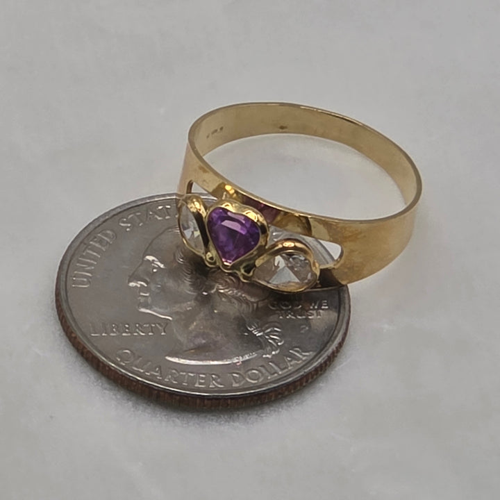 18k Gold, Pink & Clear Quartz Elegant Statement Ring