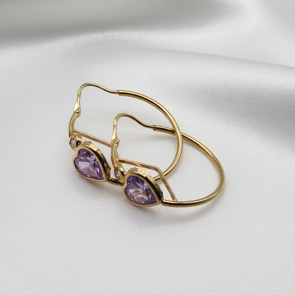 18K Gold, Pink Quartz & Simulant Diamond Wire Dangle Earrings