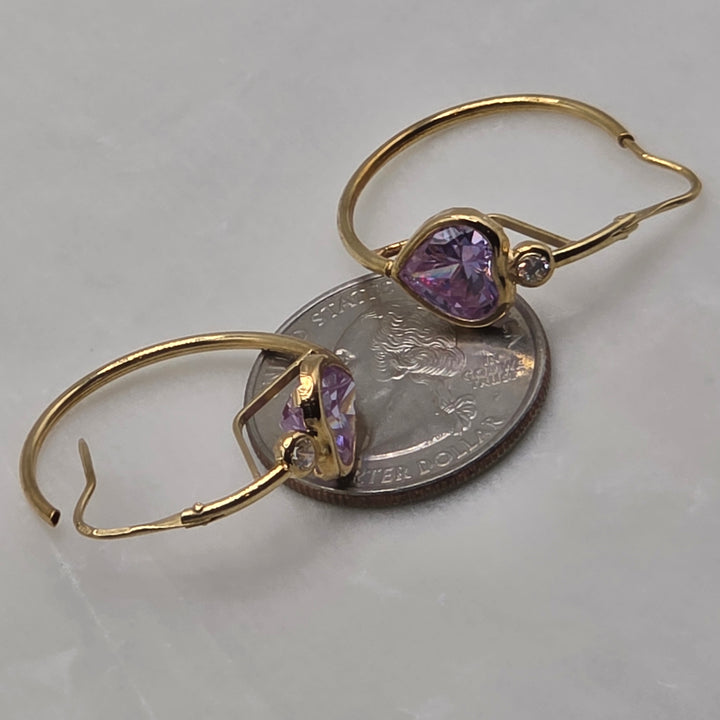 18K Gold, Pink Quartz & Simulant Diamond Wire Dangle Earrings