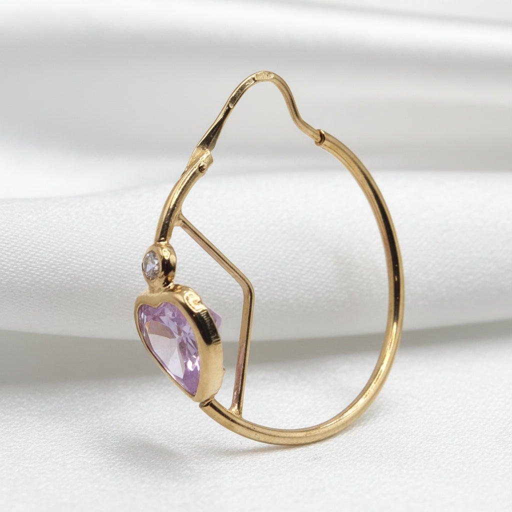 18K Gold, Pink Quartz & Simulant Diamond Wire Dangle Earrings