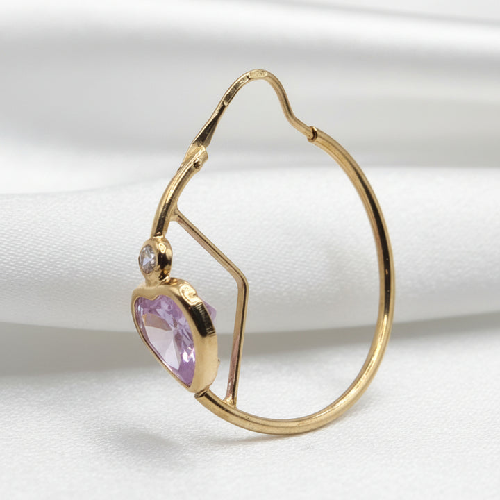 18K Gold, Pink Quartz & Simulant Diamond Wire Dangle Earrings