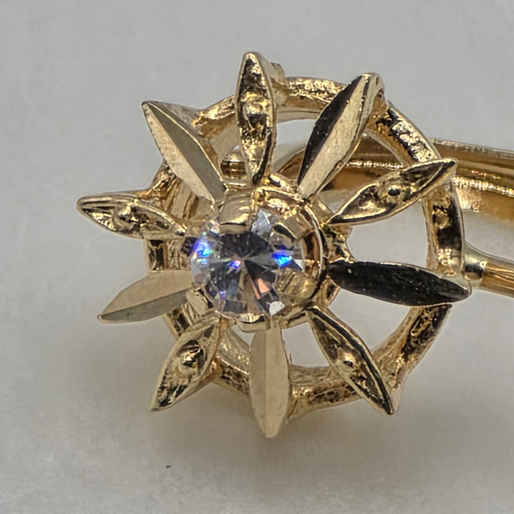 18k Gold & Diamond Radiant Flower Dangle Earrings