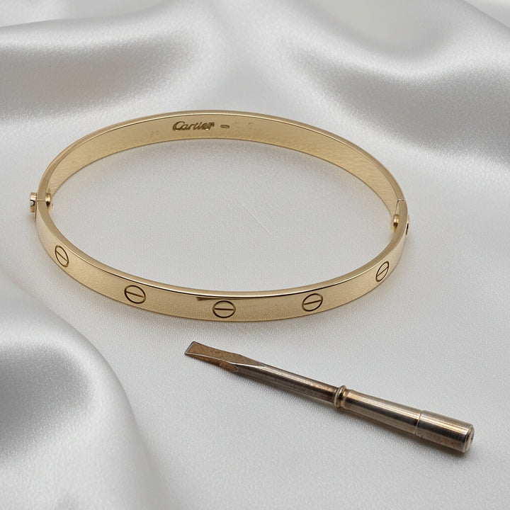 Authentic Cartier 18K Gold Love Bracelet w Box & Travel Pouch
