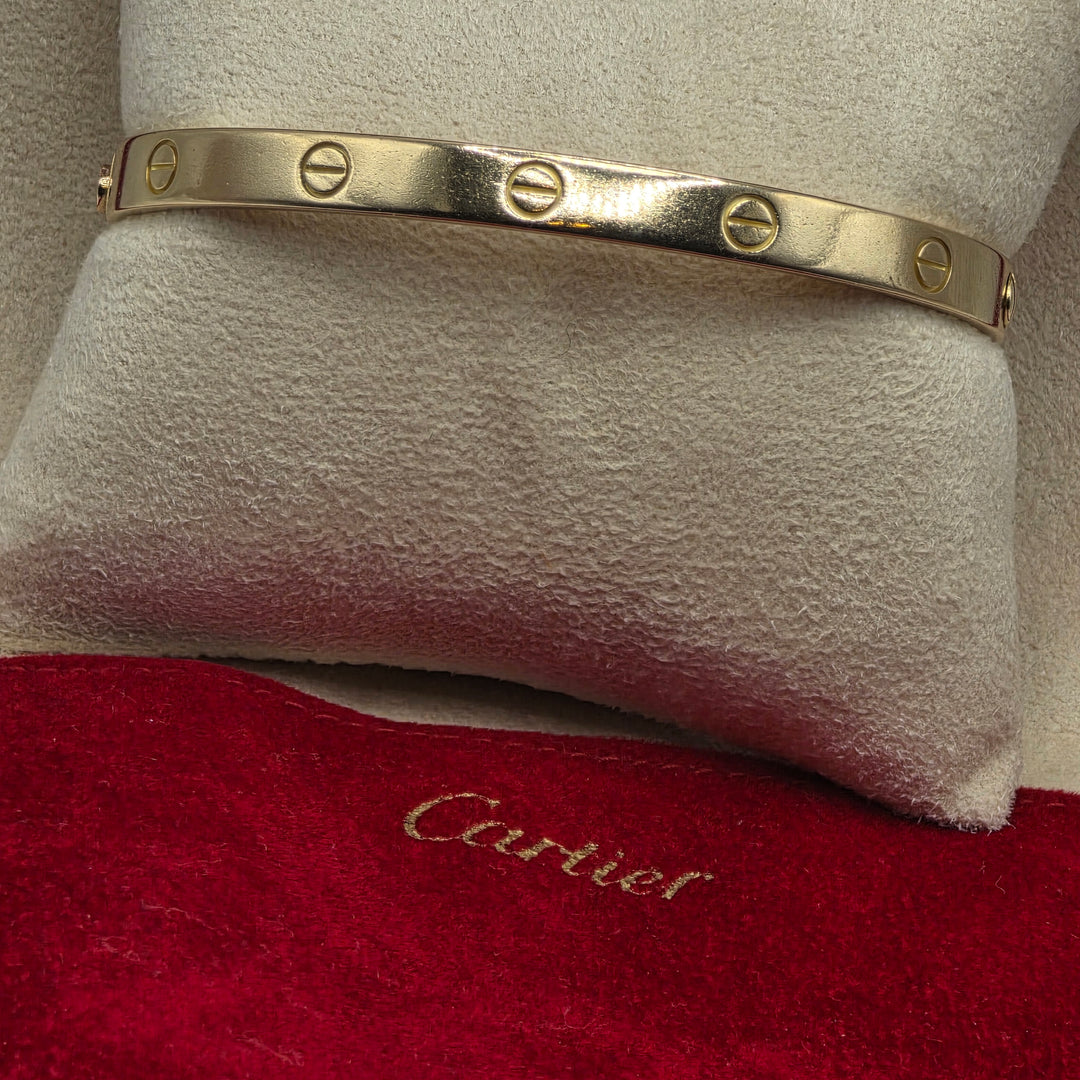 Authentic Cartier 18K Gold Love Bracelet w Box & Travel Pouch