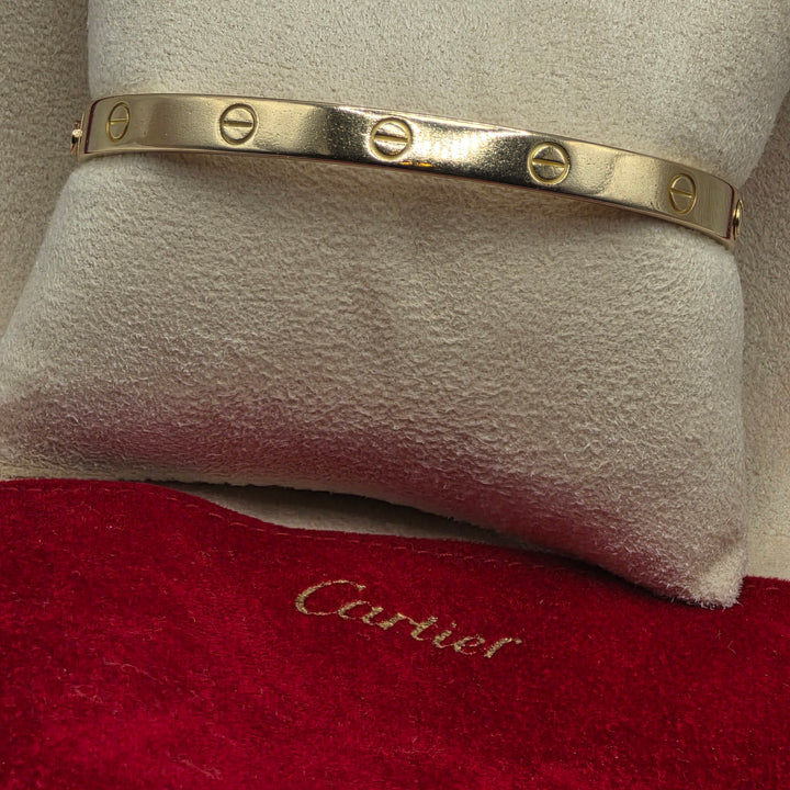 Authentic Cartier 18K Gold Love Bracelet w Box & Travel Pouch