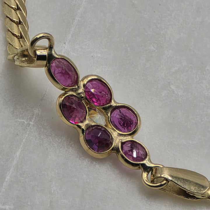 18K Gold, Ruby & Diamond Abstract Station Bracelet