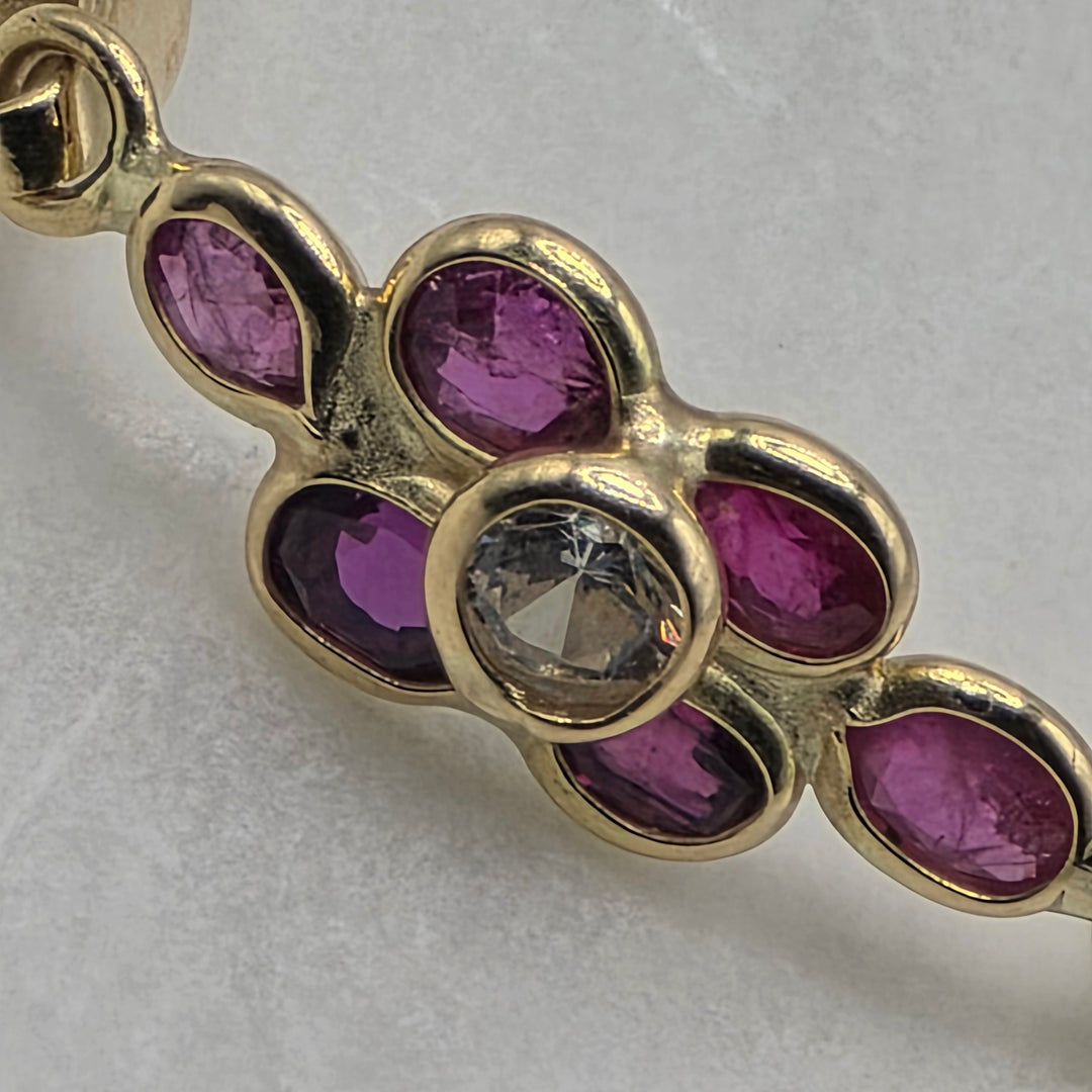 18K Gold, Ruby & Diamond Abstract Station Bracelet
