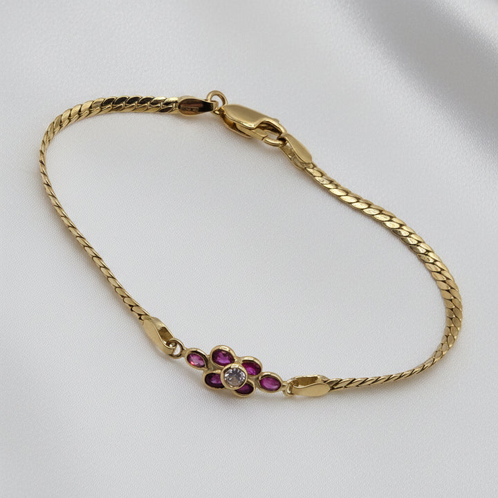 18K Gold, Ruby & Diamond Abstract Station Bracelet
