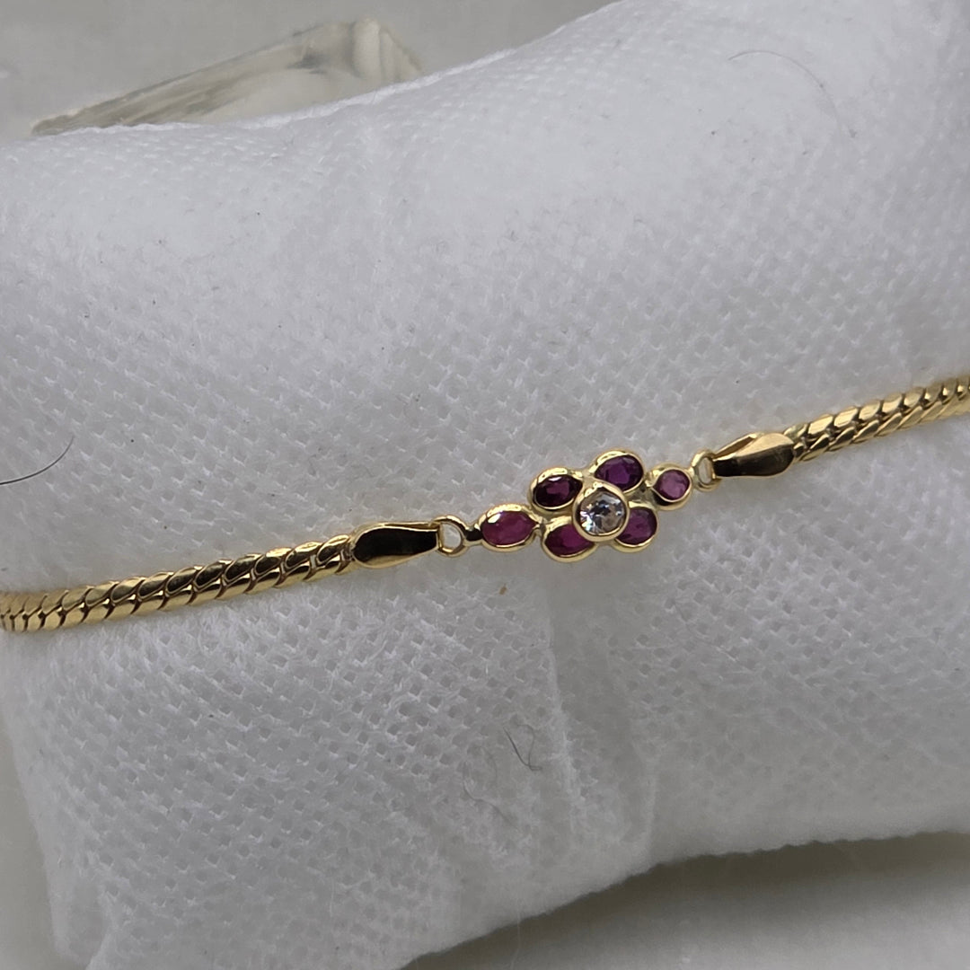 18K Gold, Ruby & Diamond Abstract Station Bracelet