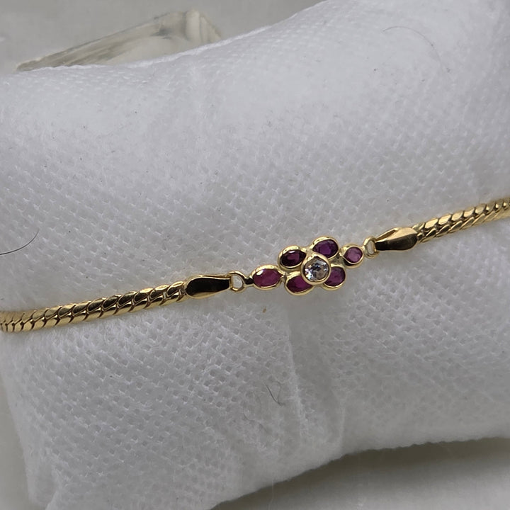 18K Gold, Ruby & Diamond Abstract Station Bracelet
