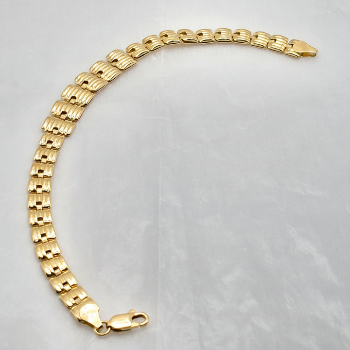 18K Gold Articulated Cushioned Panel Link Bracelet