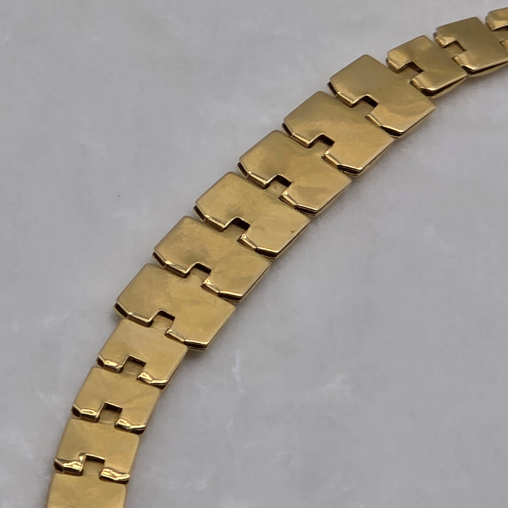 18K Gold Articulated Cushioned Panel Link Bracelet