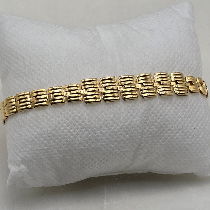 18K Gold Articulated Cushioned Panel Link Bracelet