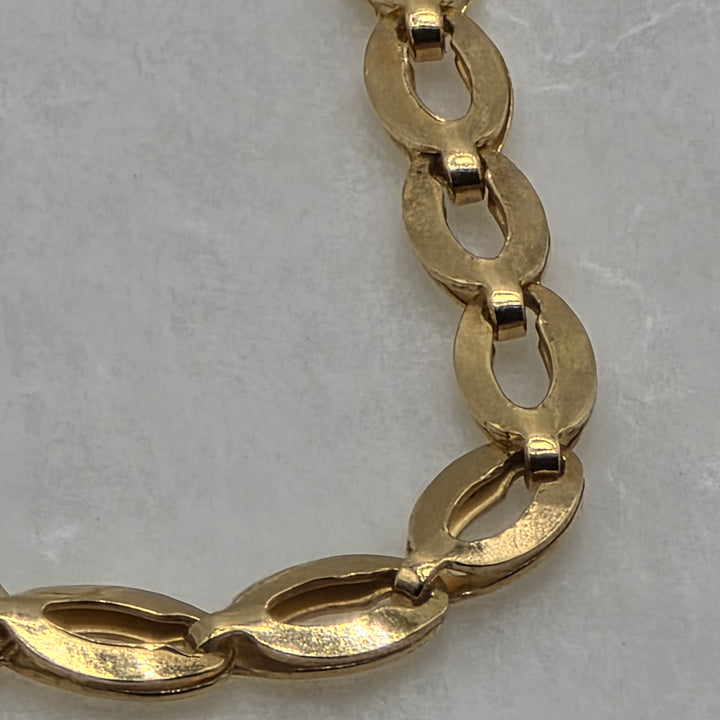 Elegant 18K Gold, Sapphire & Diamond Curved Bar Pendant Necklace