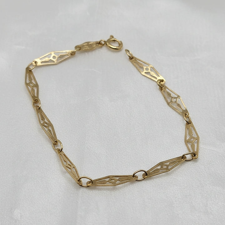 18K Gold Pierced Geometric Station Panel Link Bracelet