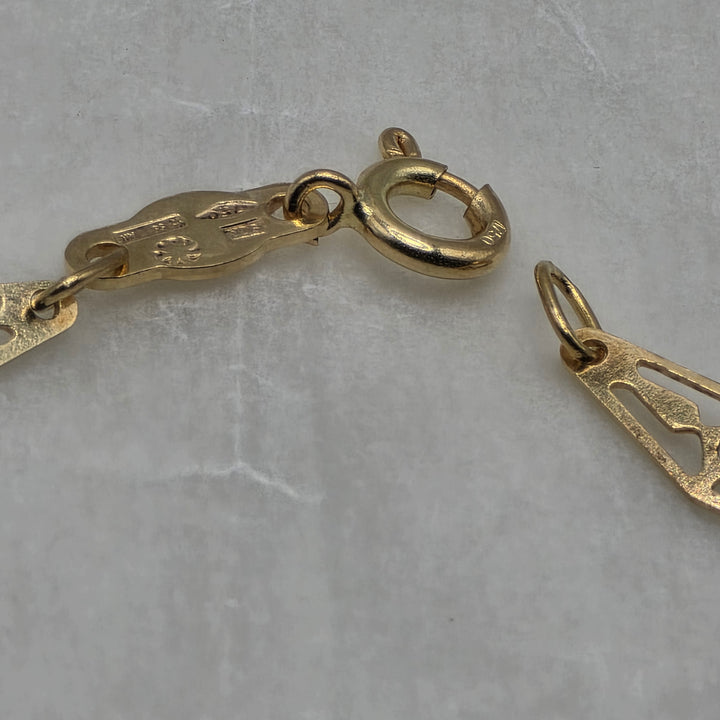 18K Gold Pierced Geometric Station Panel Link Bracelet