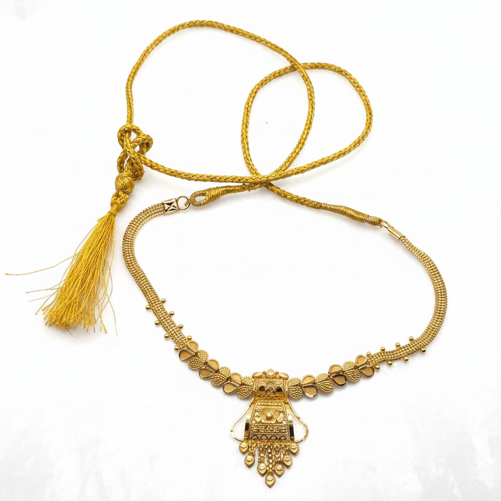 22K Gold Middle Eastern Infinity Length Filigree Necklace