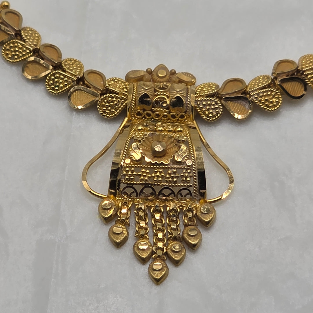 22K Gold Middle Eastern Infinity Length Filigree Necklace