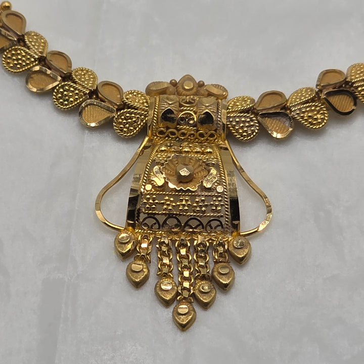 22K Gold Middle Eastern Infinity Length Filigree Necklace
