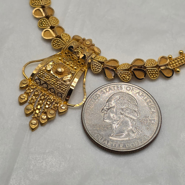 22K Gold Middle Eastern Infinity Length Filigree Necklace