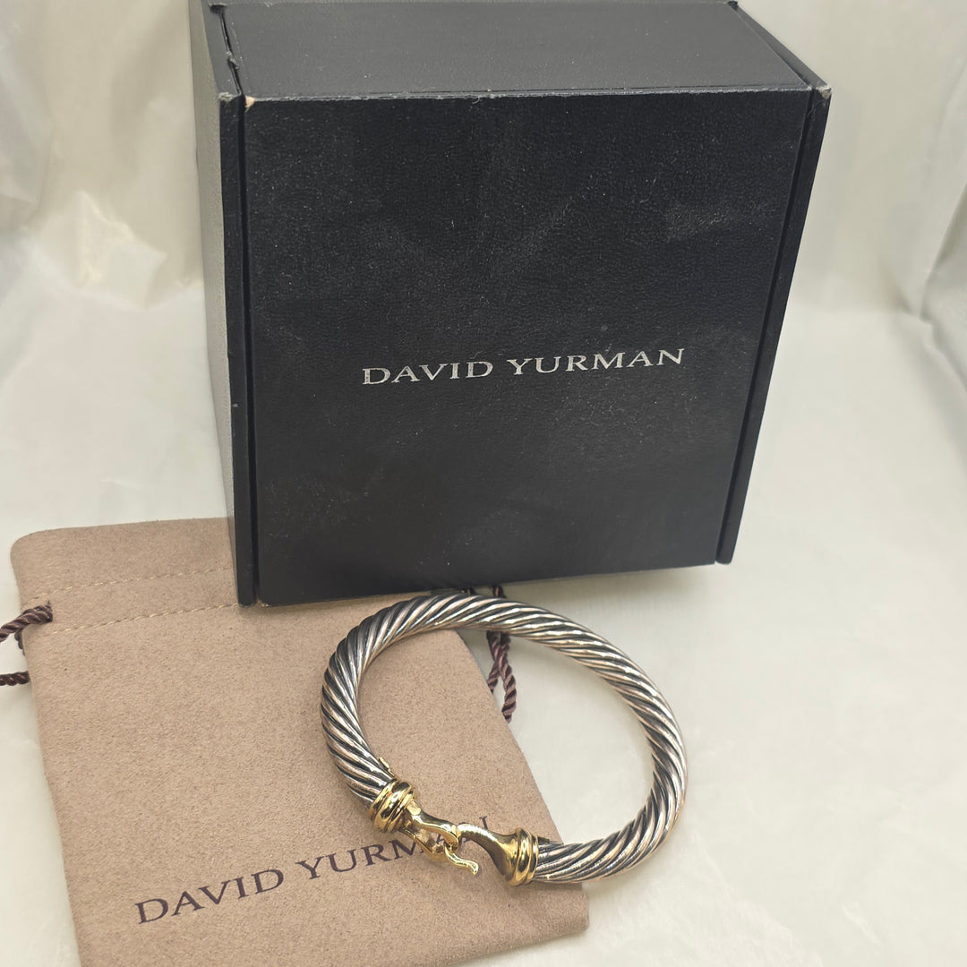 David Yurman 7MM Sterling Silver & 14K Gold Cable Buckle Bracelet